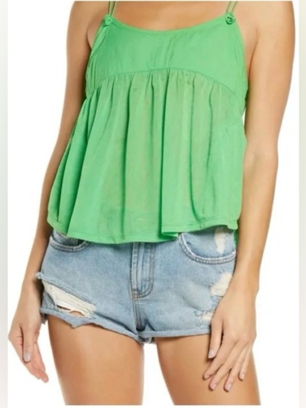 Free People Movement Catch ME Drift Green Bungee Cord Flowy Tank Top XS